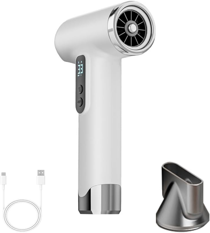 Cordless Rechargeable Hair Dryer, 15000mAh Battery Operated,USB Portable Blow Dryer，3 Adjustable Hot and Cold Air Settings, Used for Travel, Camping, and RV.