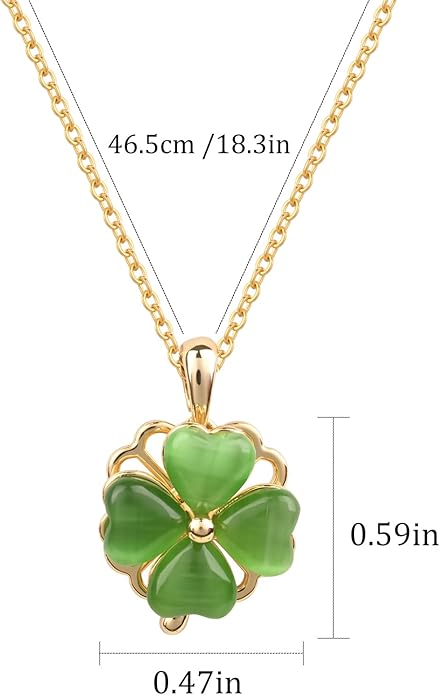 Four Leaf Clover Necklace for Women Gold Necklace Rotatable Lucky Clover Necklace Pendant Necklace Jade Necklaces for Women
