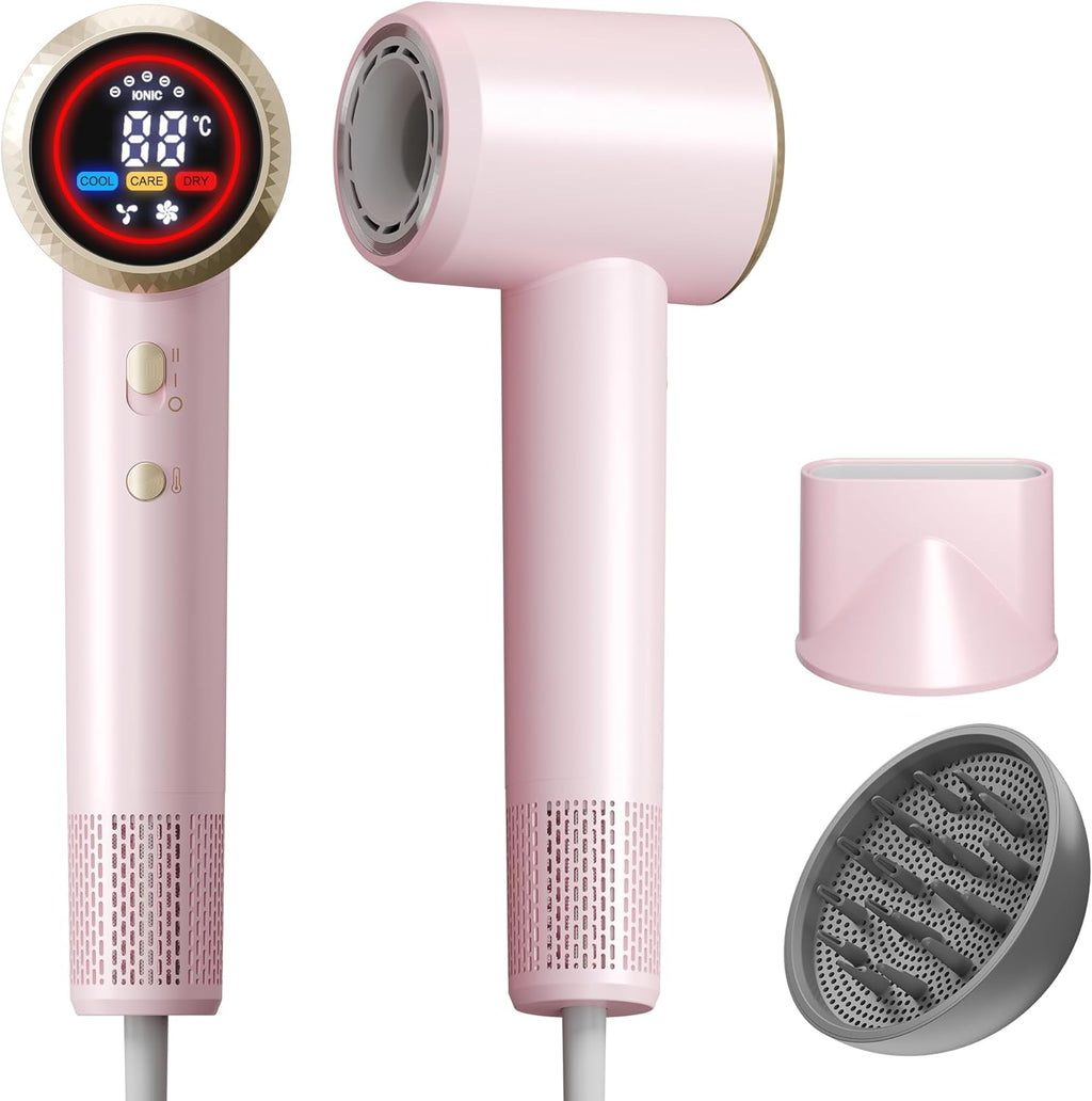 Hair Dryer, High-Speed Ionic Blow Dryer with Diffuser, 150,000 RPM Brushless Motor Blow Dryer for Fast Drying & 500M Negative Ionic Frizz Control, Low Noise Hair Dryers for Women Home Travel Salon