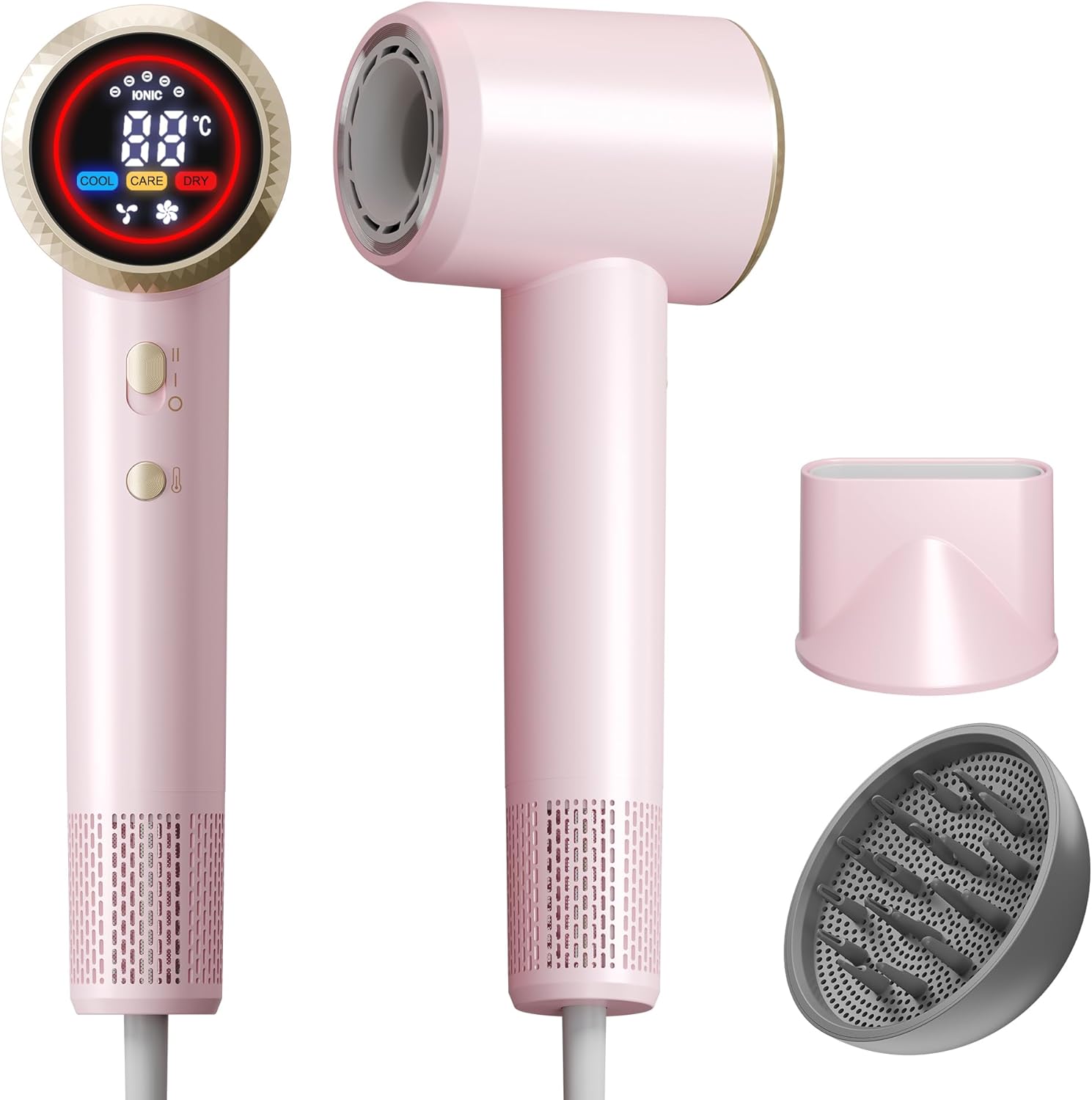 Hair Dryer, High-Speed Ionic Blow Dryer with Diffuser, 150,000 RPM Brushless Motor Blow Dryer for Fast Drying & 500M Negative Ionic Frizz Control, Low Noise Hair Dryers for Women Home Travel Salon