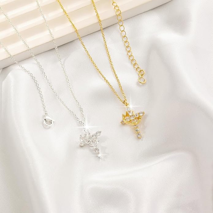 Stuffers Cross Necklace for women-Dainty 14k Gold Plated/Silver Plated Pendant Necklaces Simple Cute Tiny Necklace Jewelry for Women